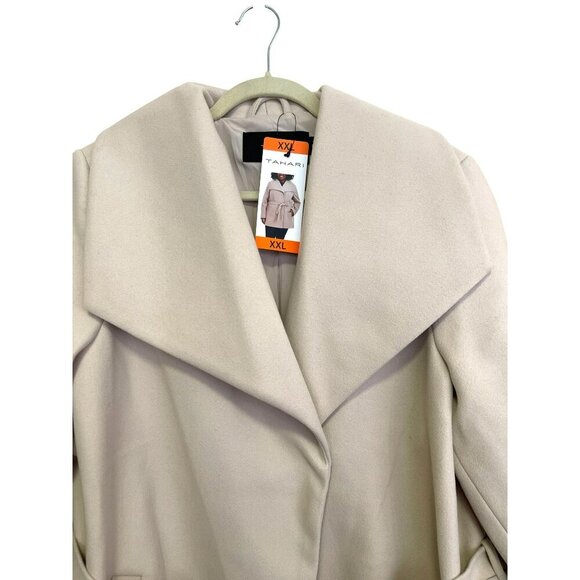 Tahari Size XXL Beige Belted Wrap Tie Winter Coat Beige NWT - Picture 4 of 8
